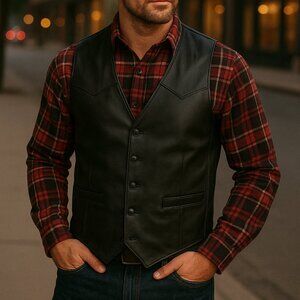 Scully Midnight Leather Vest